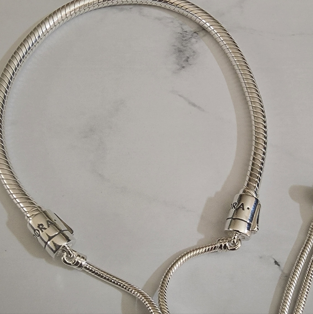 Pandora Polished Silver Adjustable Snake Chain Necklace - Silver - Picture 2 of 6